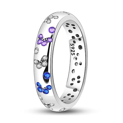 NARMO 925 argent sterling bijou lunaire étoile anneau mauvais oeil coloré zircone cubique femme vintage déclaration tail — Butterfly