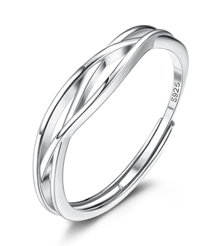 JeweBella Bague Argent 925 Reglable Femme Bijoux Fiançailles Prévue pour Femme Usage Jour et Nuit Chic et Durables avec