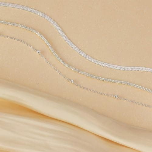 WUMZIRA Bijoux Femme Argent Sterling 925 Réglable Empilable pour Femmes Filles - 3 Pièces