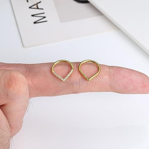 Adramata G23 Titane Septum Piercing pour Femme et Homme - Hypoallergénique et Sécuritaire - Piercing Nez Teardrop et Hin