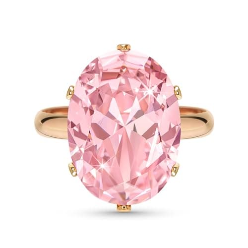 Linawe Bague Ajustable en Diamant Synthétique Moissanite pour Femme, Grande Bague en Cuivre en Trois Nuances d'Or, Or Ro — Or rose,Octobre