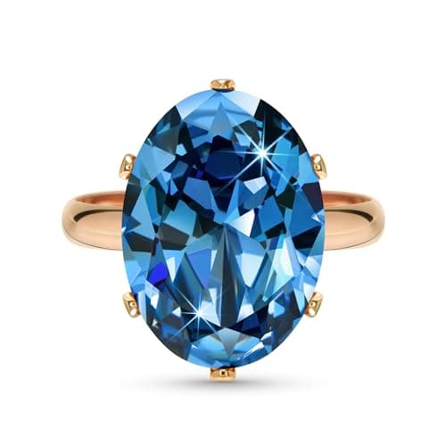 Linawe Bague Ajustable en Diamant Synthétique Moissanite pour Femme, Grande Bague en Cuivre en Trois Nuances d'Or, Or Ro — Or rose,Mars