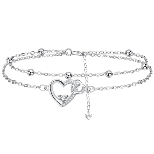 Bracelet Bijoux en Argent Sterling 925 Femme Soeur Mignon Cadeaux d'Anniversaire biedant un Design Élégant et Élancé;cha — argent- cœur