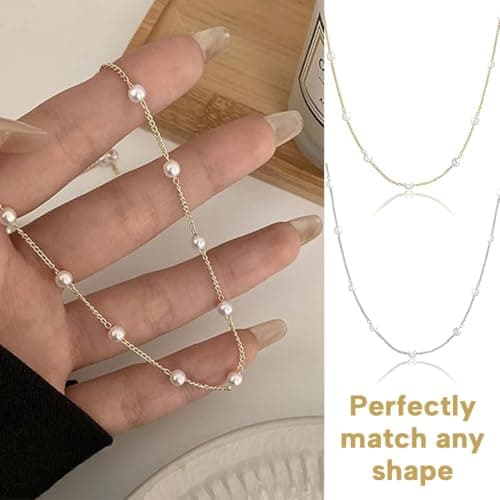 XUZOPIM Collier Or 14K Femme Collier Ras Du Cou Simple Perle Bijoux Cadeaux