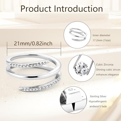 ALEXCRAFT Bague Argent 925 Femme Élégante et Hypoallergénique, Cadeaux de Bijoux pour Fille, Mère et Copine