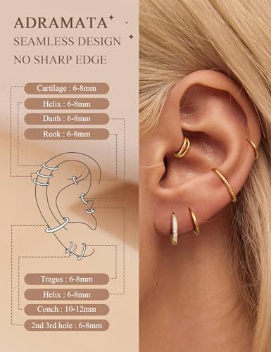 Adramata Piercing Nez Anneaux en Acier Chirurgical pour Homme et Femme Ortie Helix Or/Argent
Adramata Piercing Oreille C