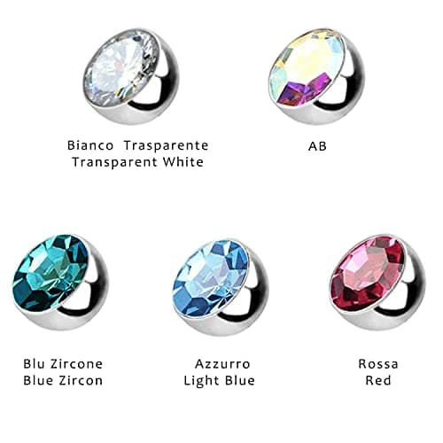 NEZ PIERCING WARRIOR Courbé Boule de Cristal Tchèque Acier Chirurgical 316L Stérile 22G (0.8 mm) Longueur 6.5 mm PBS-002
