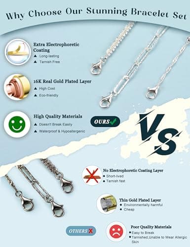Filigrane Milacolato Bracelet Argent 925 Plaqué Or 16 Carats Femme Bijoux Accessoires pour Femme Filles
