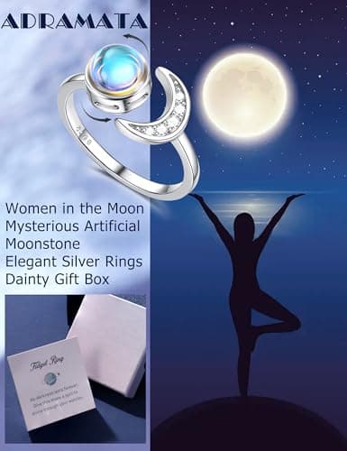 Adramata Bague Anti Stress 925 Sterling Silver Blanc Plaque 18 Carats pour Femme Spinner Ring réglable Anxiety Relief