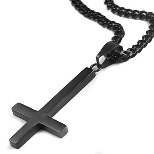 Collier Adramata Inverse en Acier Inoxydable 24 Pouces Hommes Femmes Religieux Recyclé Longue Chaîne Reglable 100 Standa