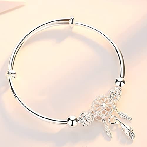 Chereda Magnifique bracelet en argent sterling 925 avec ouverture en forme de feuille et plume pour femme parfait pour l