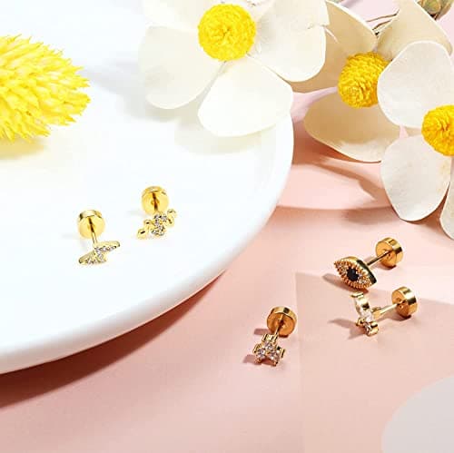 Adramata 20Pcs Acier Inoxydable Petite Boucles D'Oreilles 20G pour Piercings Cartilage Tragus Daith Hommes et Femmes Vis