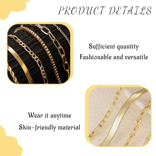 ZEPIQOR Chaîne Bracelets Or 14K Réglable Acier Inoxydable Serpent Empilables Fantaisie pour Femmes Accessoire de Mode Él