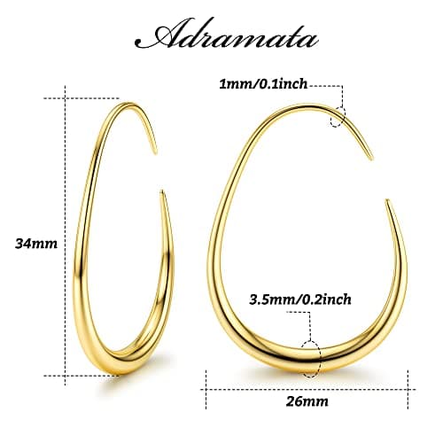 Adramata Boucles d'oreilles Plaqué Or 14k pour Femmes Cadeau Recycled | Style Créole Larme Feminin 100 Standard