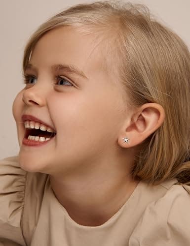Adramata Boucles d'Oreilles Argent 925 Femme Hypoallergéniques pour Piercing Cartilage Hélix Usage Jour et Nuit Étoile N