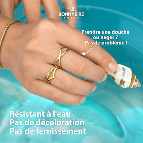 BONNYBIRD Lot de Bagues Femme en Acier Inoxydable Résistant à l'Eau BonnyClassic pour Femmes Occasions Spéciales