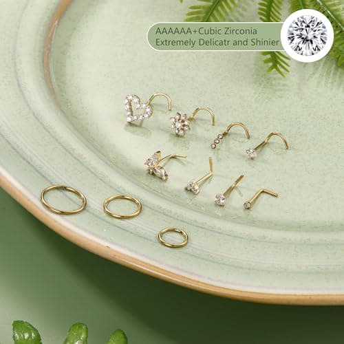 Milacolato Piercings Nez en Acier Chirurgical Clicker pour Femme en L et Spirale Or Argent 20G/18G Anneaux de Piercing a