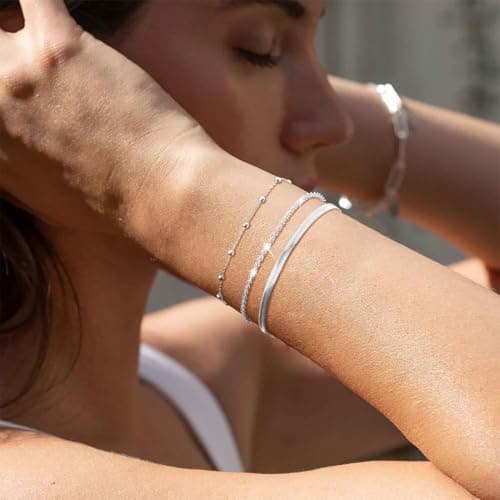 WUMZIRA Bijoux Femme Argent Sterling 925 Réglable Empilable pour Femmes Filles - 3 Pièces