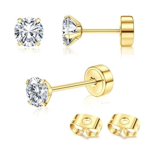 Adramata Or 14 Carats Boucles d'Oreilles Titanium Homme Femme Standard 100 Pulitzer