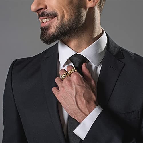 Adramata Bague Acier Inoxydable Vintage Motard pour Homme