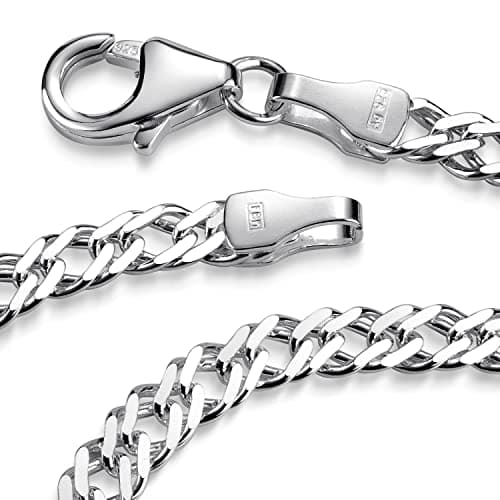 MATERIA by Matthias Wagner SA-136 Bracelet en argent 925 à double chaîne gourmette 3,9 mm pour femme