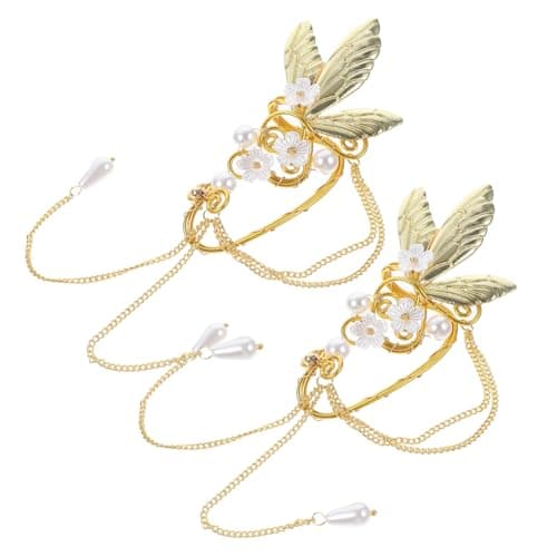 Garneck Boucles Oreilles Clip Ailes Longues pour Femmes Élégantes pour Fête et Mariage 2 Pièces Légères Non Percées