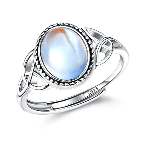 Milacolato Bague Triangle Celtique Pour Femme Adjustables Argent 925 Ovale Rond Coeur Zirconium Bague Bijoux Recyclée Ca — Grande forme ovale
