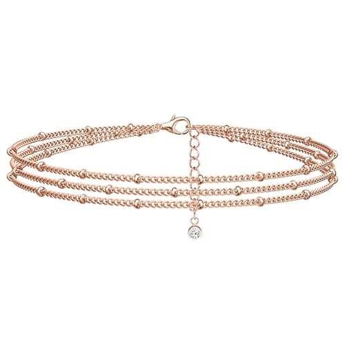 Bracelet Orazio Argent Or Rose Femmes BijouxEmpilables Cadeau Réglables 925 Or Rose Perles — Or Rose