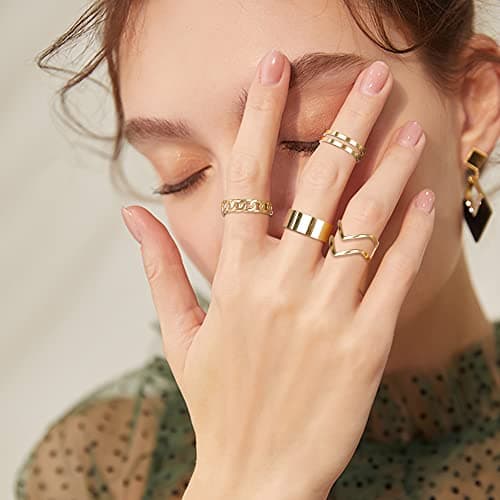 Adramata Acier Inoxydable Bague Empilables pour Femmes - Argent/Or Réglable Cadeau Femmes Bijoux Recycled Claim 100 Pièc