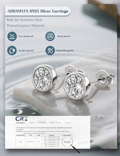 Adramata 5 Paires Boucles d'Oreille Hypoallergénique Argent 925 Femme Homme Piercing Oreille Brillant