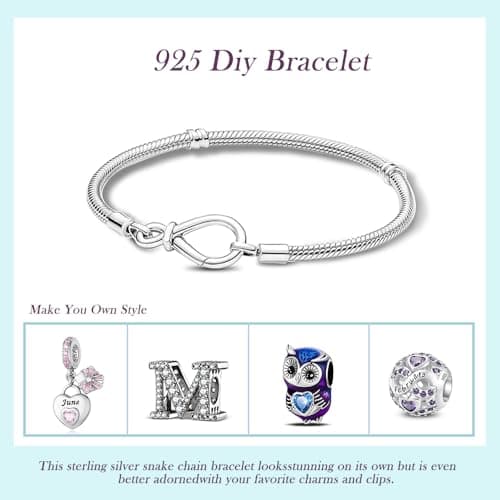 ChenYuTe 925 bracelet serpent argent sterling femme, cadeau élégant bijoux fête des mères Saint-Valentin, anniversaire N