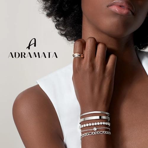 Adramata 5Pcs Chaîne Bracelets Or Acier Inoxydable Plaqué Or 14K Femme Réglable Empilables Imperméables Fantasy Bijoux F