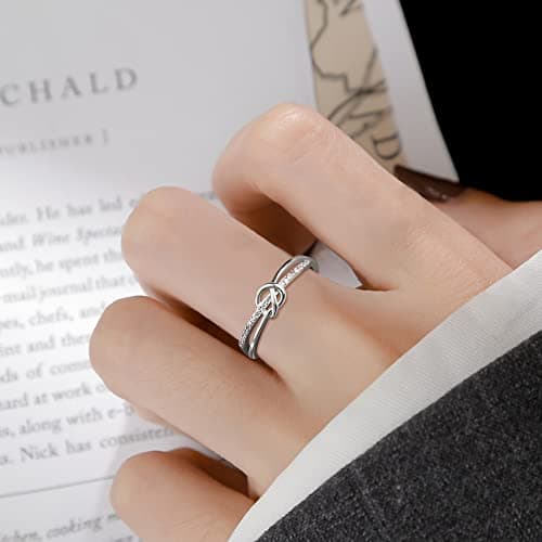 JeweBella Bagues Femme Élégantes en Argent 925 et OrRose, Bague Reglable Zircone Cubique Amiée Fiançailles Mariage Conso