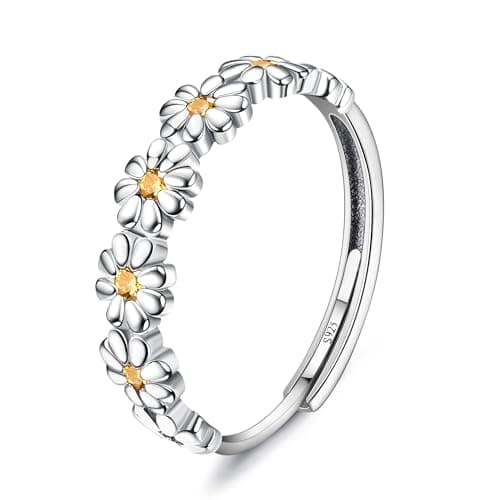 Milacolato Bague Argent 925 Femme Statement Ajustable Jaune/Rose Zircon Cubique Bague Fine pour Femme Fille reopened cla — Jaune