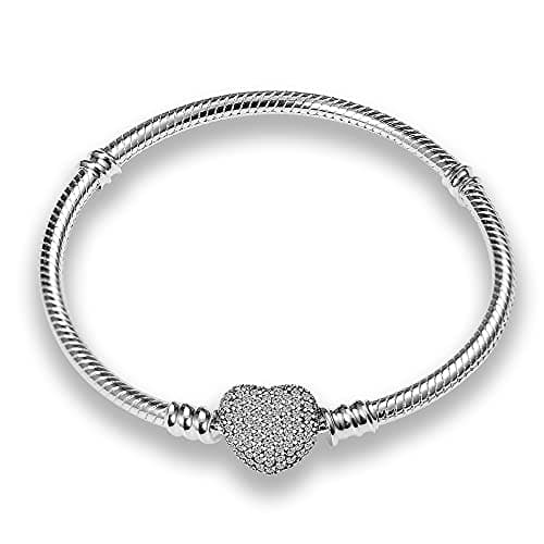 Bracelet Pandora Femme Charmes Coeur Ortie Argent 925 Cadeau Noël Anniversaire Mères — CMB057
