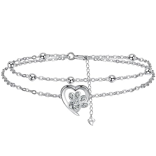 Bracelet Bijoux en Argent Sterling 925 Femme Soeur Mignon Cadeaux d'Anniversaire biedant un Design Élégant et Élancé;cha — argent-patte de chien
