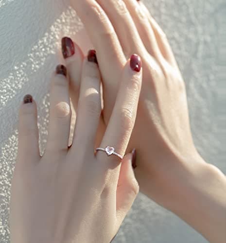 JeweBella Bague Femme Argent 925 Zirconium Élégant Coeur Reglable Amitié Fiançailles Mariage Alliance Anniversaire Bijou