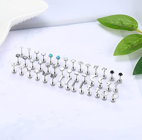 Adramata Boucles d'Oreilles Acier Inoxydable Vis Femmes Hommes 21 Paires
