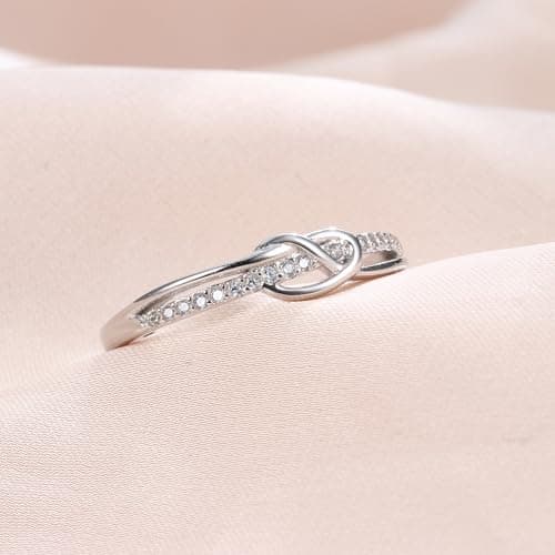 LOLIAS Bague Argent 925 Femme Amour Noeud avec Zircone Cubique pour Femmes Cadeau Bijou Feminin Taille 52-64 Écologique