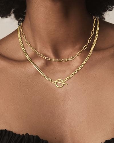 Colliers plaqué or 14K femme usetrendy fermoir toggle empiellables chaudrons cubains et paperclips hasNextSize