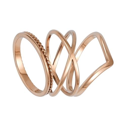 BONNYBIRD Lot de Bagues Femme en Acier Inoxydable Résistant à l'Eau BonnyClassic pour Femmes Occasions Spéciales — BonnyClassic Or Rose