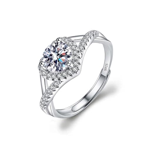 TOEECY Bague Femme Argent 925 Sterling Zircone Cubique Moissanite Épouse Anniversaire Fiançailles Promesse — Argent#3