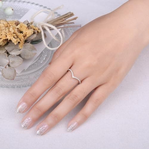 Bague Forme V Love Cubic Zirconia 925 Or Simulé Diamant Fiançailles