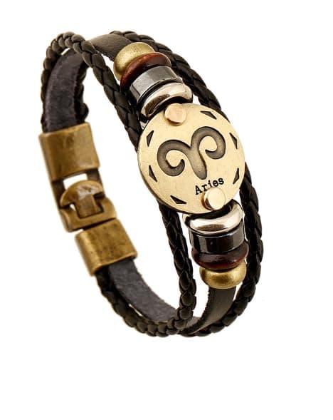 URBAN SPARKS 12 constellations bracelet en cuir tressé avec fermerture magnétique pour homme - Longueur 21 cm - Accessoi — Balance 1