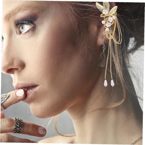 Ipetboom 2 pièces boucles oreilles clip avec ailes et franges pour femmes bijoux décoratifs sans piqure légères et éléga