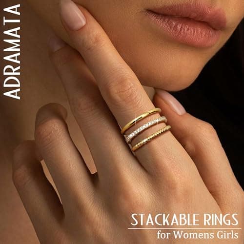 Adramata Or Femmes Bagues 14 Carats Recycled Femmes Bagues Minimalistes Femmes Boho Bagues De Déclaration 3 Pièces 100%