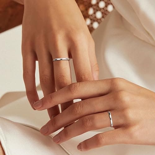 Diamday Bague Argent Sterling 925 Classique Minimaliste pour Femme et HommeÉquipement Idéal Mariage Fiançailles Cadeau A