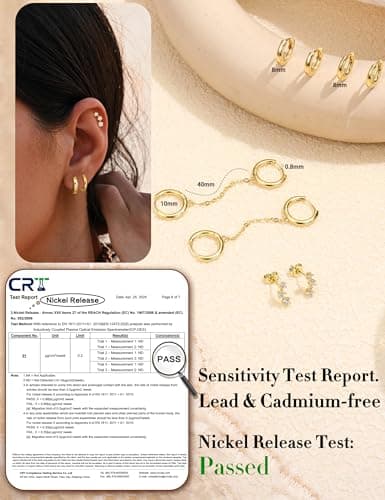 Adramata Boucles d'Oreilles Argent Plaquées Or 14 Carats pour Femme Hypoallergéniques Boucles d'Oreille Piercing Tragus