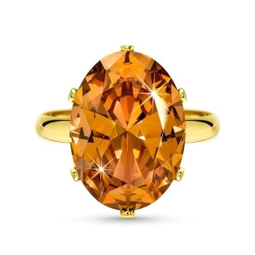 Linawe Bague Ajustable en Diamant Synthétique Moissanite pour Femme, Grande Bague en Cuivre en Trois Nuances d'Or, Or Ro — Or jaune,Novembre