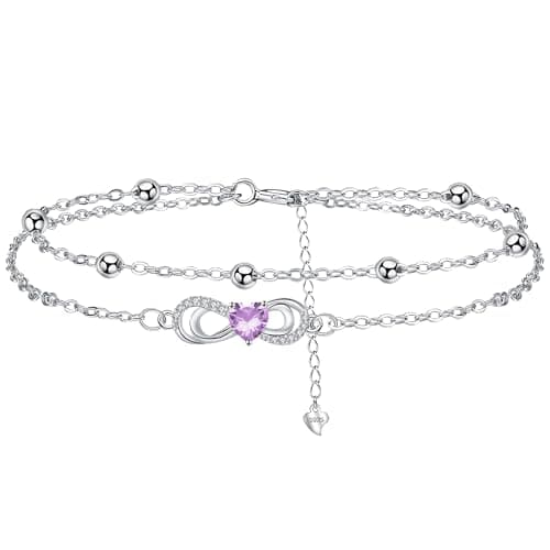 Bracelet Argent Sterling 925 Yinsen Femmes Reglable Cadeau Noël Anniversaire Fête des Mères Maman — argent-violet